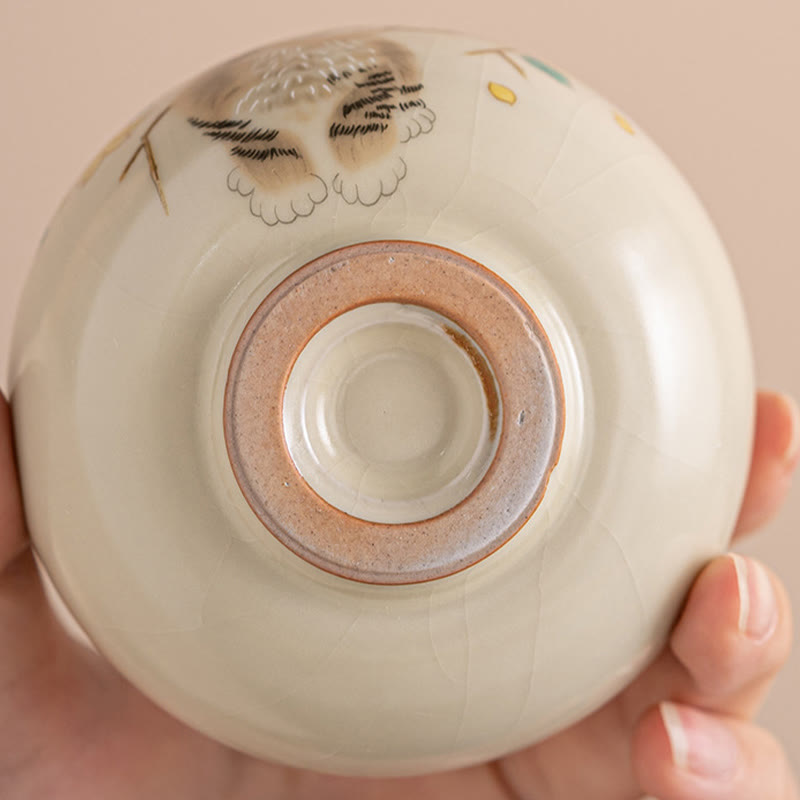 Japanische Teetasse Katze Blüten Hase Keramik Deko