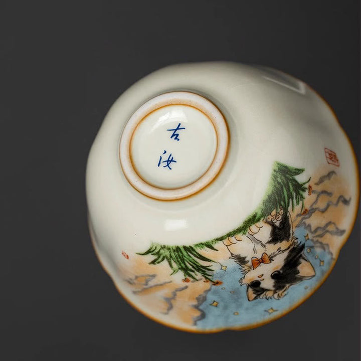 Japanische Teetasse Katze Fliege Keramik Deko