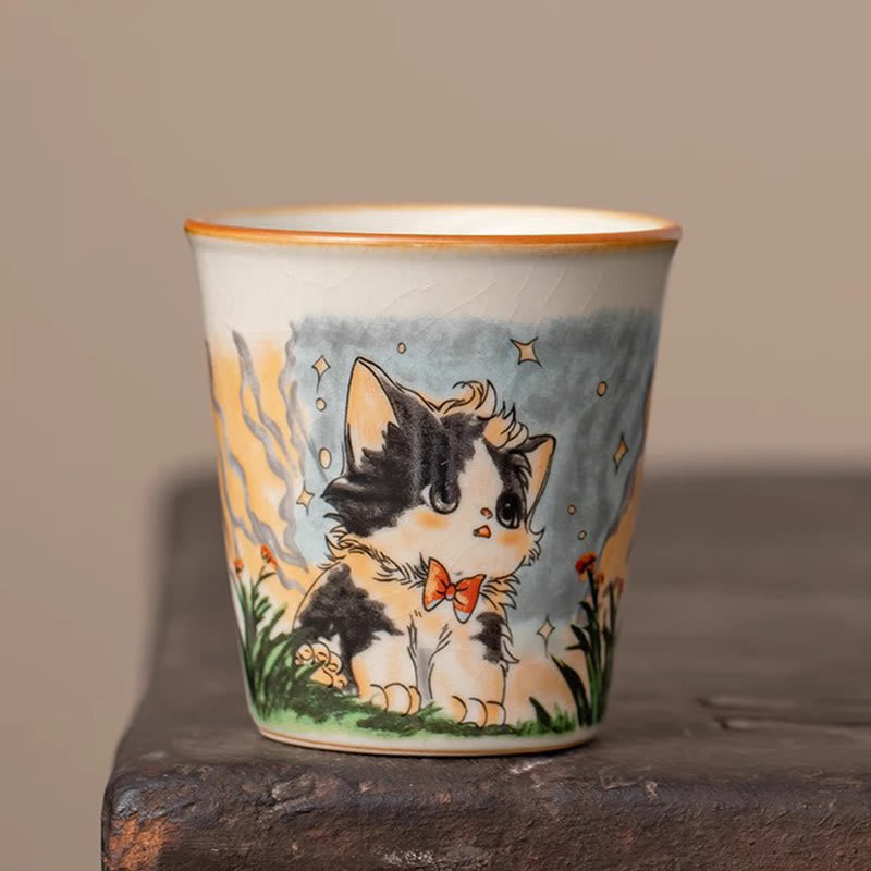 Japanische Teetasse Katze Fliege Keramik Geschenk