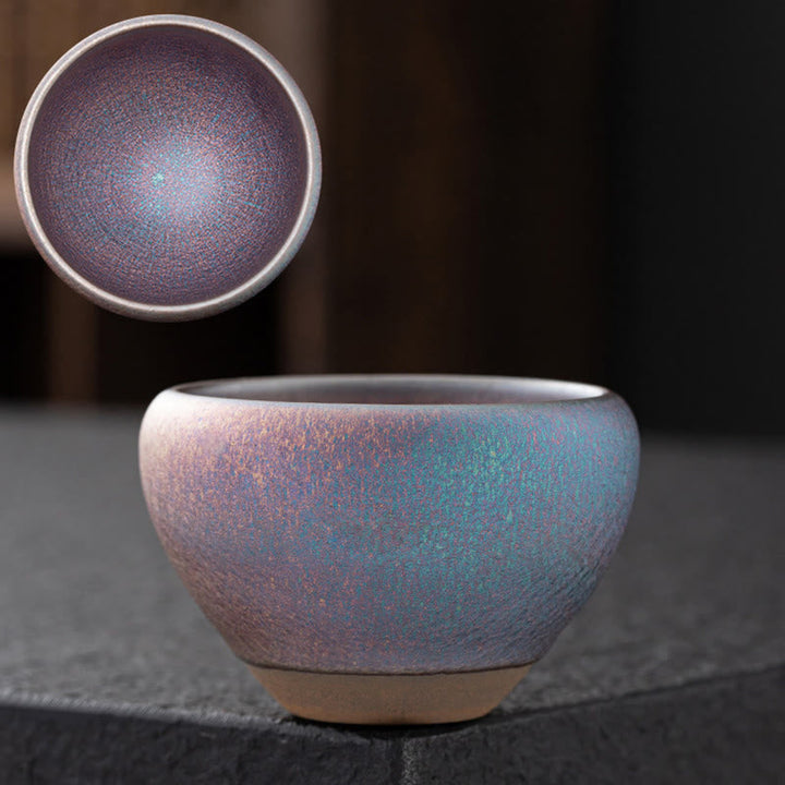 Japanische Teetasse Lila Jianzhan Porzellan Keramik