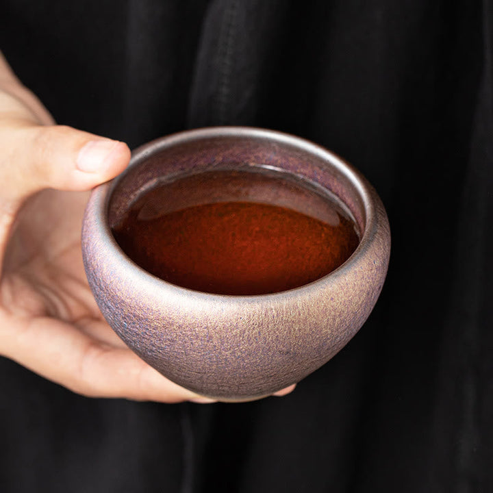 Japanische Teetasse Lila Jianzhan Porzellan Teezeremonie