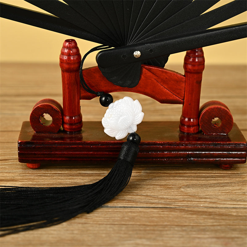 Japanischer Faltfächer Drache Phönix Lotus Seide