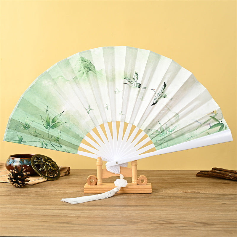 Japanischer Faltfächer Drache Phönix Lotus Wanddeko