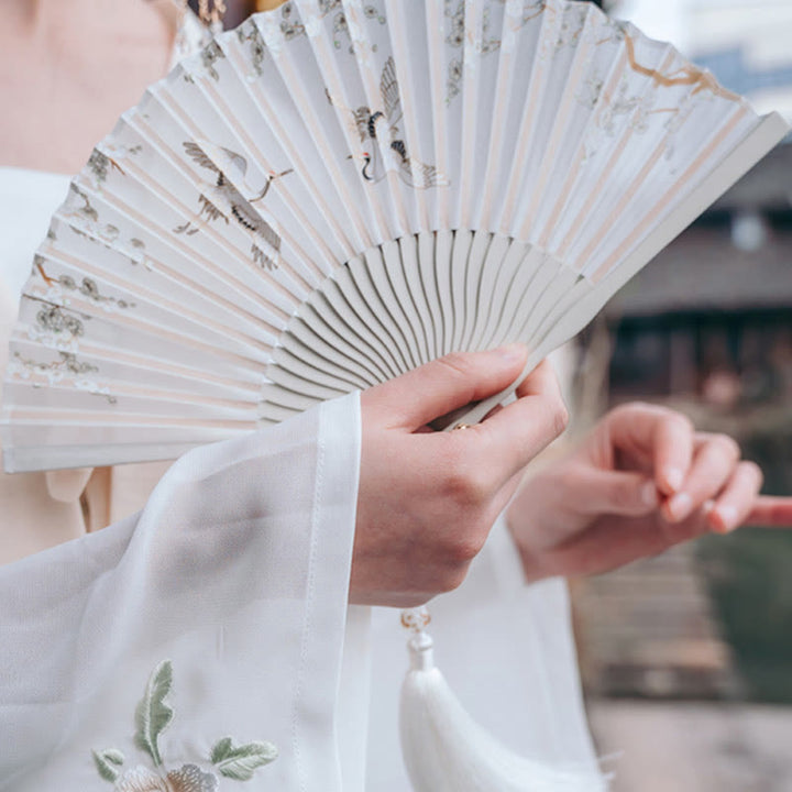 Japanischer Faltfächer Kranich Pflaumenblüte Deko