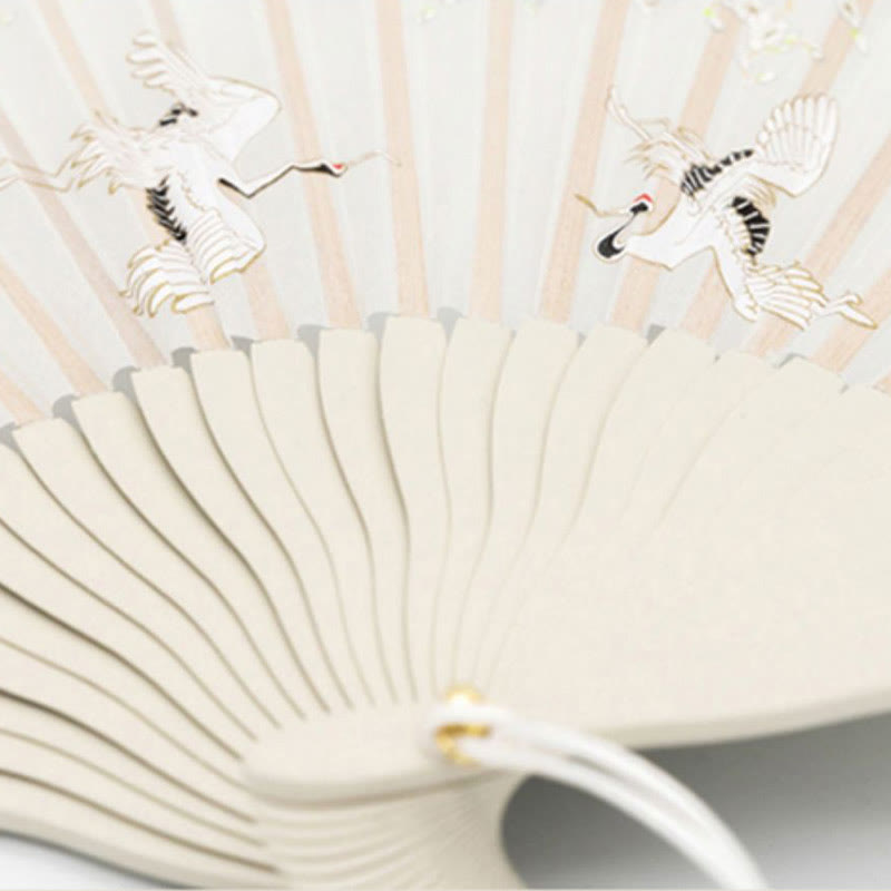 Japanischer Faltfächer Kranich Pflaumenblüte Wanddeko