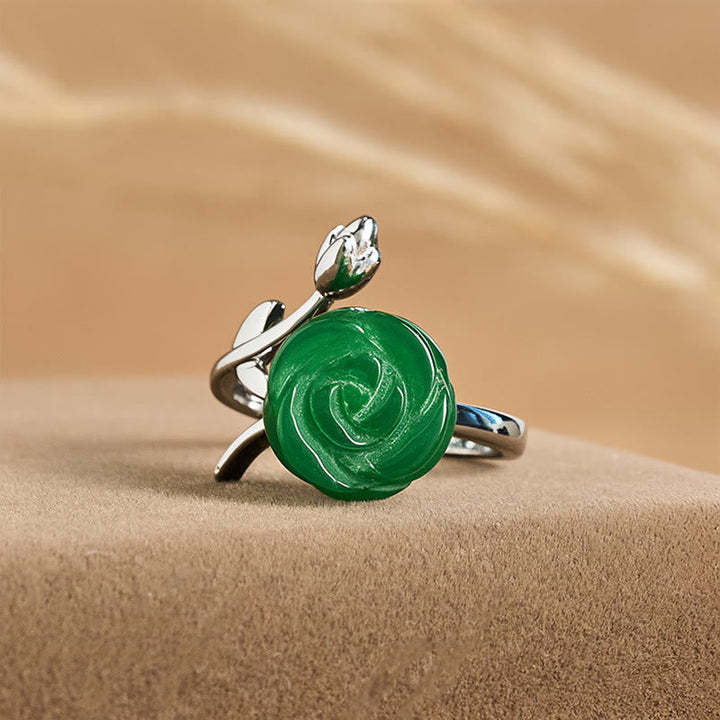 Ring Kupfer Jaspis Silber mit grünem Stein Balance Feng Shui
