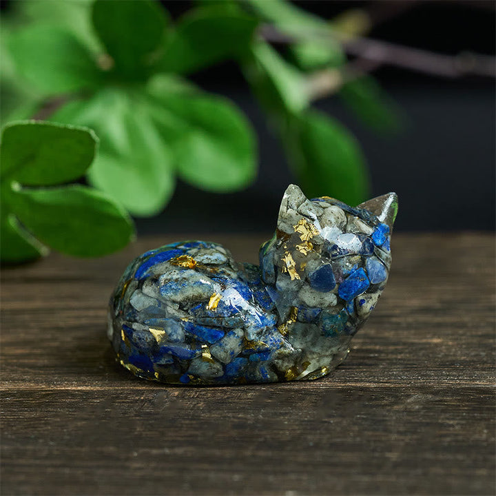Katze Dekofigur Kristall Klein Feng Shui
