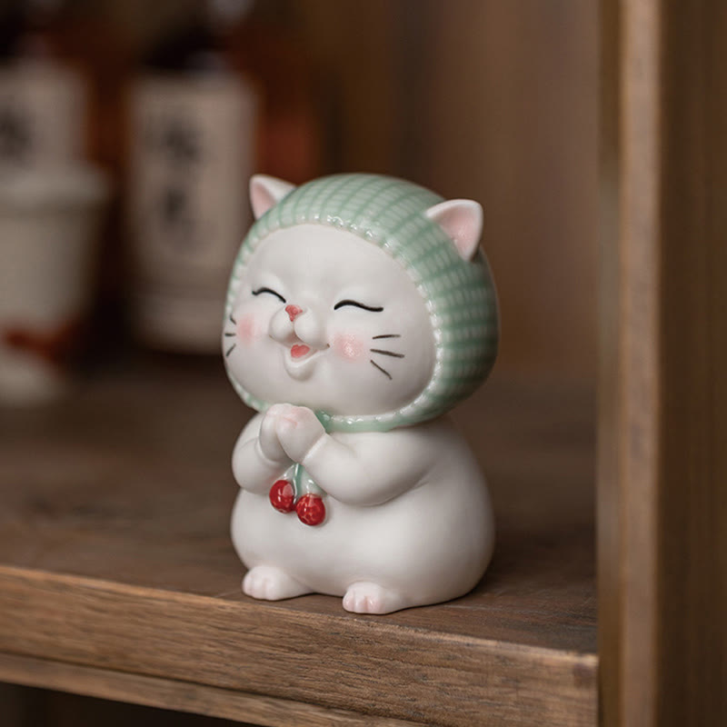 Katze Dekofigur Schal Keramik Geschenk