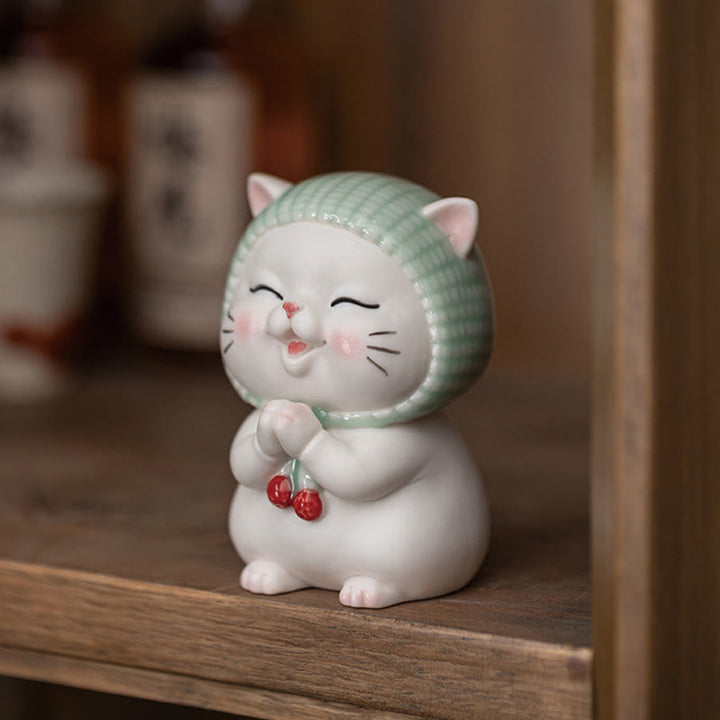 Katze Dekofigur Schal Keramik Geschenk