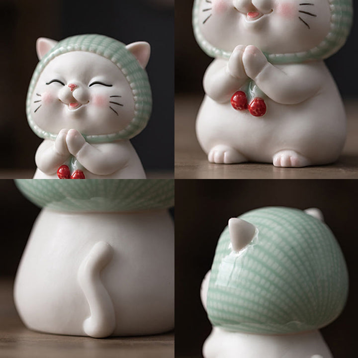 Katze Dekofigur Schal Keramik Statue