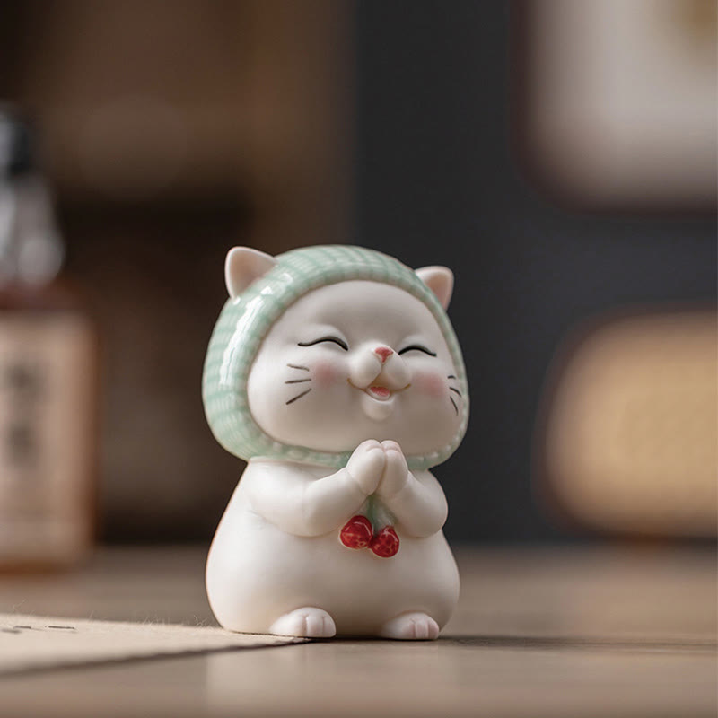 Katze Dekofigur Schal Keramik Symbol
