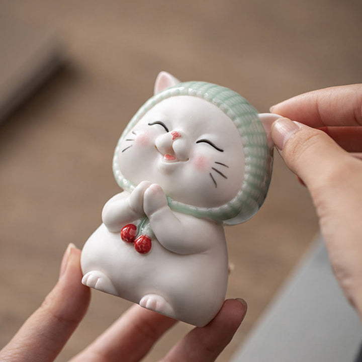 Katze Dekofigur Schal Keramik Wohnzimmer