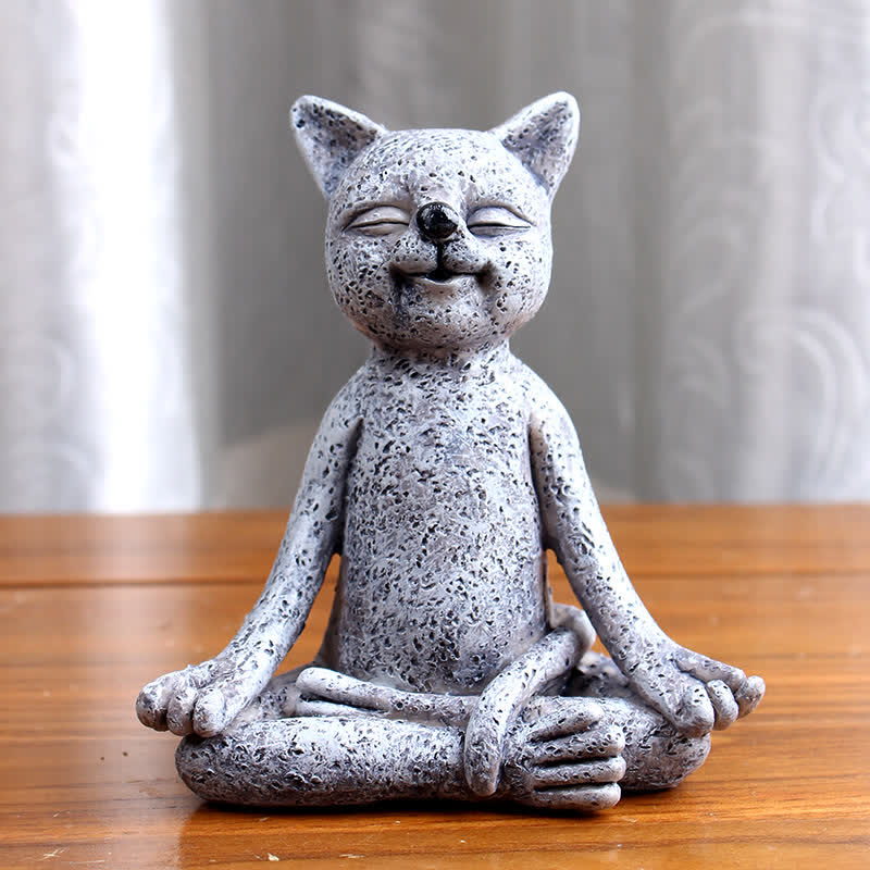 Katze Dekofigur Zen Yoga Statue