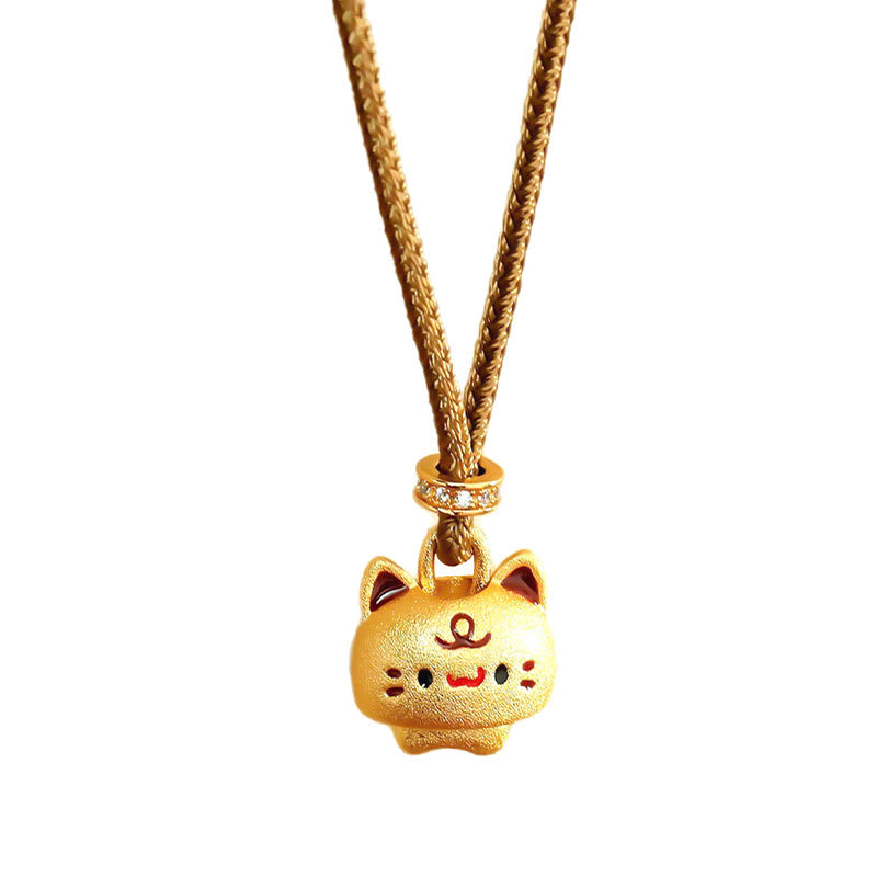 Goldene Kette Kupfer Katze Anhänger verstellbar geflochten Schutz Glück