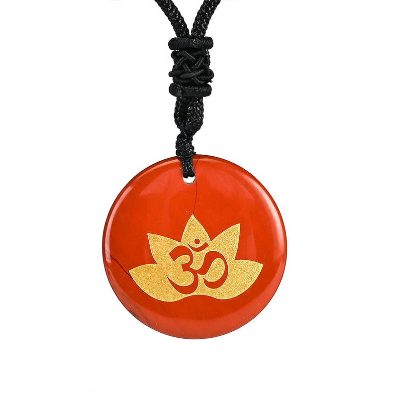 Kette Amethyst Tigerauge Lotus Om – Heilung Red Stone