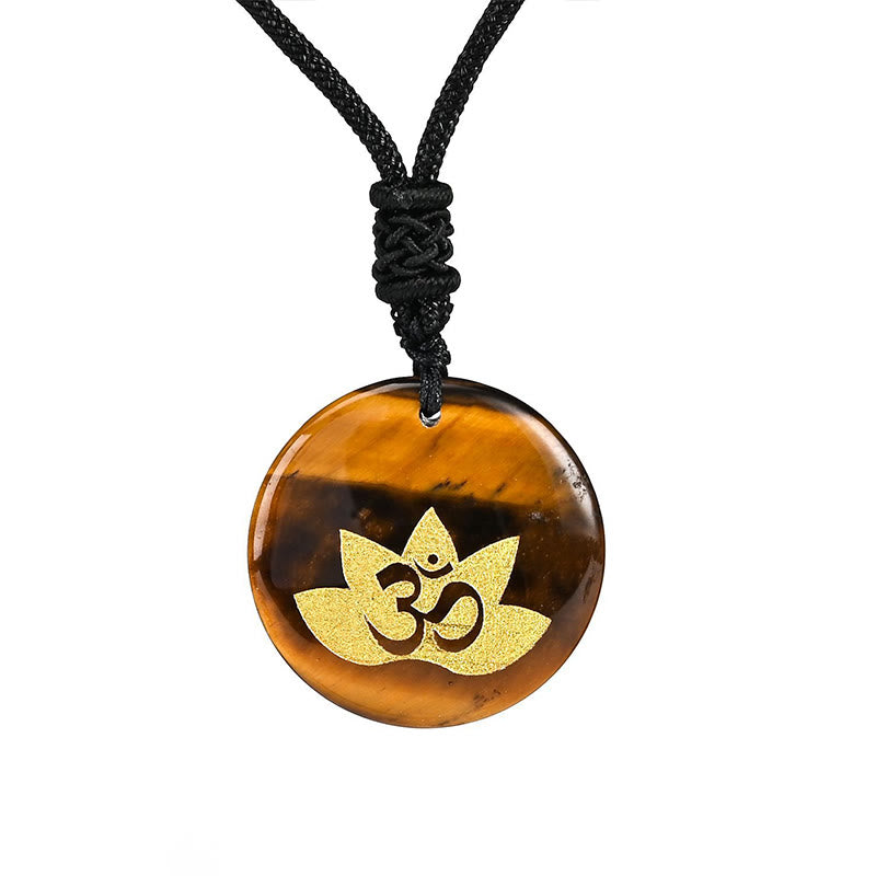 Kette Amethyst Tigerauge Lotus Om – Heilung Tiger Eye
