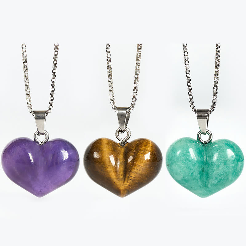 Kette Amethyst Topas Rosenquarz Herz Balance Anhänger Naturstein