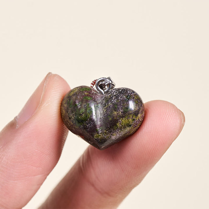 Grüner Kristall Herz Anhänger Kette Amethyst Topas Rosenquarz Balance