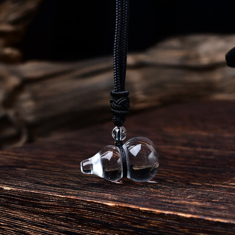 Kette Bergkristall Kürbis Natur – Schutz Black Rope