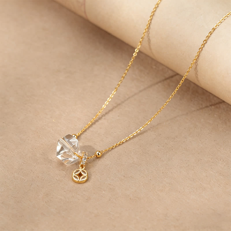 Kette Bergkristall Kupfermünze – Klarheit Irregular Clear Quartz