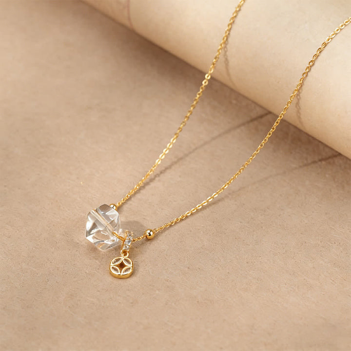 Kette Bergkristall Kupfermünze – Klarheit Irregular Clear Quartz