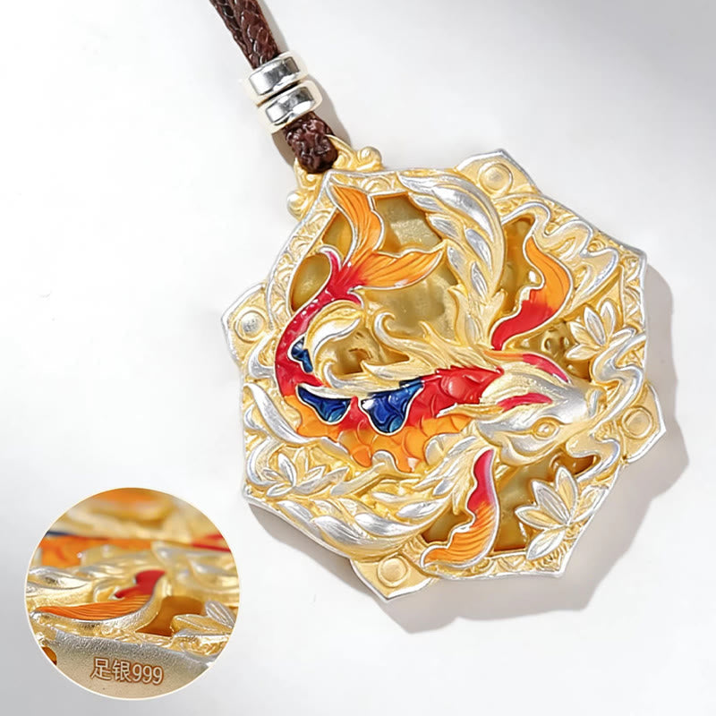 Kette Silber Koi-Fisch Sterlingsilber Anhänger vergoldeter asiatischer Schmuck – Glück