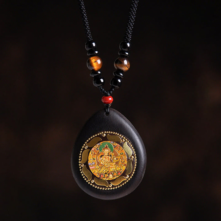 Kette Ebenholz Tigerauge Schwarzer Onyx Dragon/Snake-Samantabhadra Bodhisattva