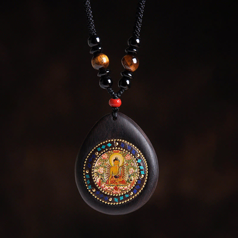 Kette Ebenholz Tigerauge Schwarzer Onyx Goat/Monkey-Tathagata