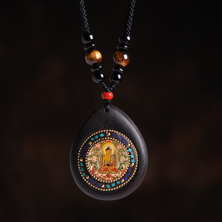 Kette Ebenholz Tigerauge Schwarzer Onyx Goat/Monkey-Tathagata