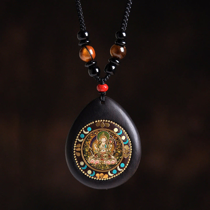 Kette Ebenholz Tigerauge Schwarzer Onyx Horse-Mahasattva Bodhisattva