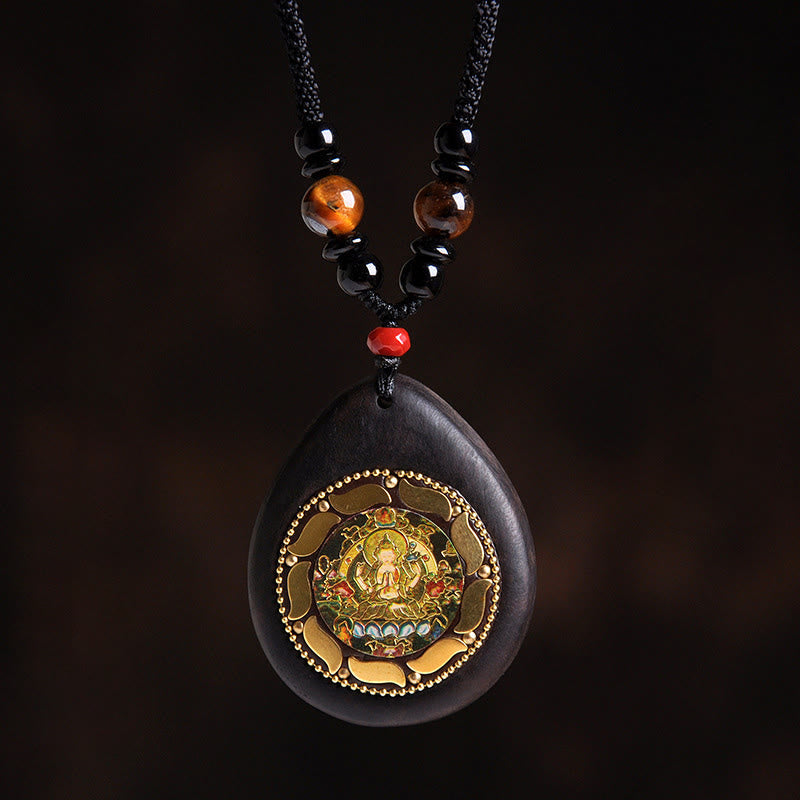 Kette Ebenholz Tigerauge Schwarzer Onyx Rat-Thousand-armed Avalokitesvara