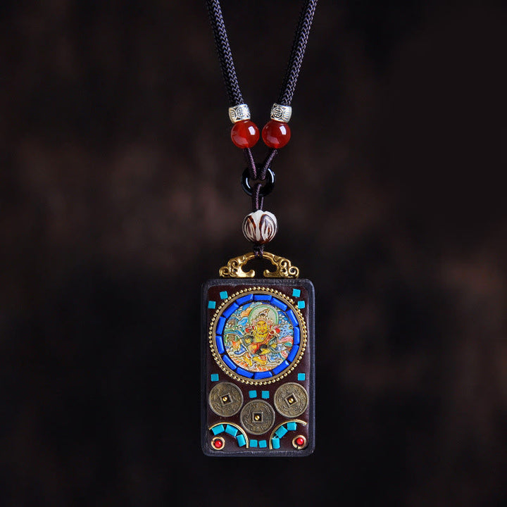 Kette Ebenholz Yin Yang Kupfermünze – Gleichgewicht Ebony Wood God of Wealth