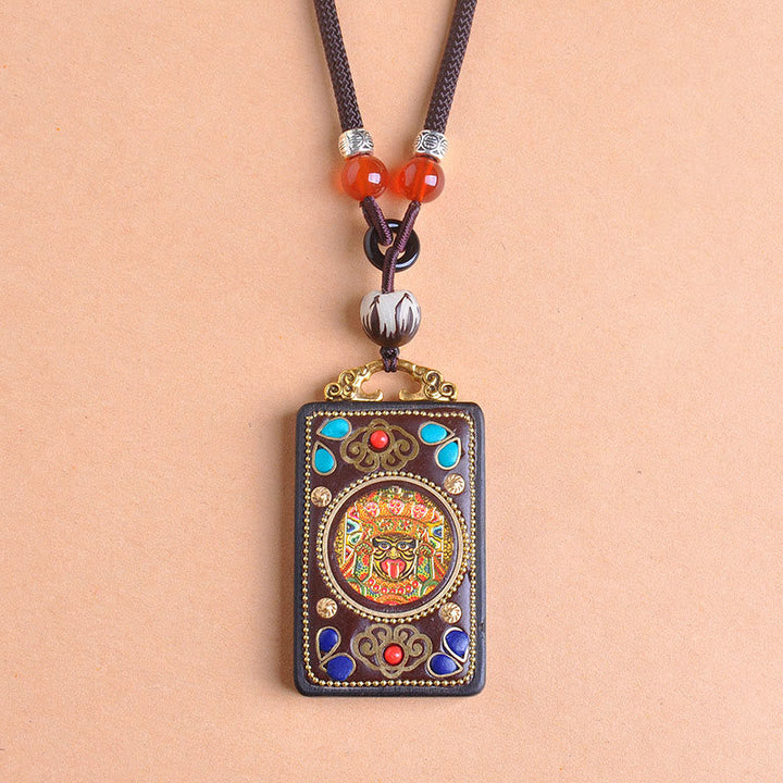 Schwarze Kette Ebenholz Yin Yang Kupfer-Anhänger Gleichgewicht Schmuck