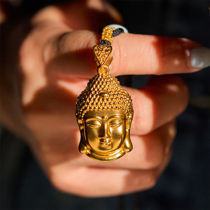 Vergoldete Buddha Kette Messing Symbol Anhänger handgehalten glänzend