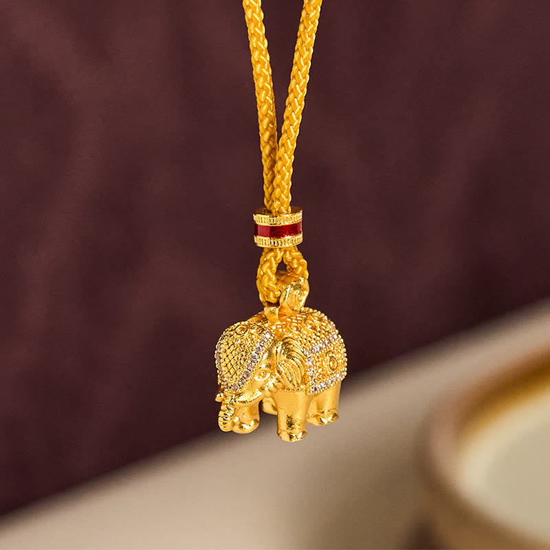 Vergoldetes Messing Elefant Kette goldener Anhänger elegant Halskette Stärke Symbol
