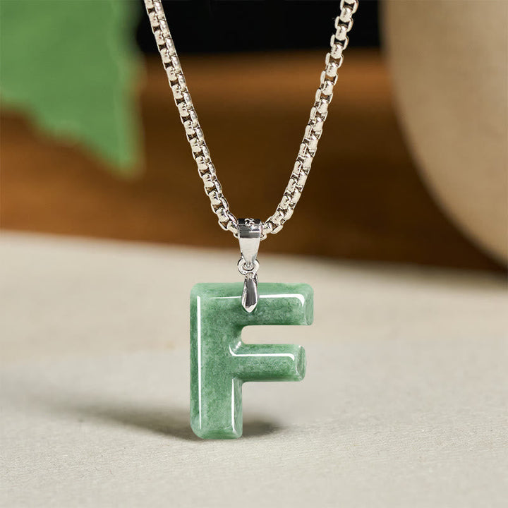 Kette Jade Buchstabe Titanstahl Natur – Wohlstand