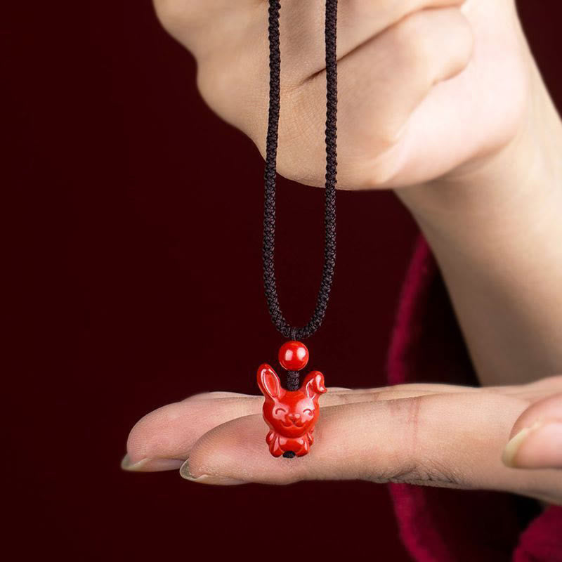 Rote Zinnober Kette Pferd Chinesischer Zodiak Segen Anhänger Naturstein
