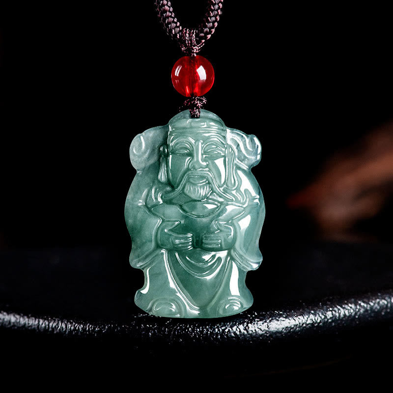 Kette Grüne Jade Caishen Münze Natur – Wohlstand