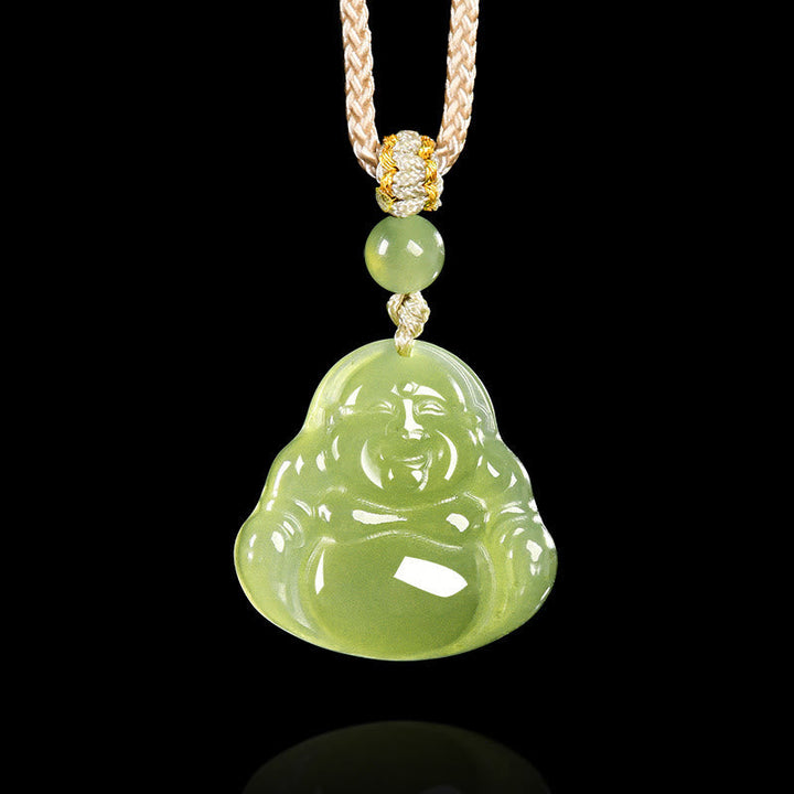 Kette Grüne Jade Lachender Buddha – Wohlstand