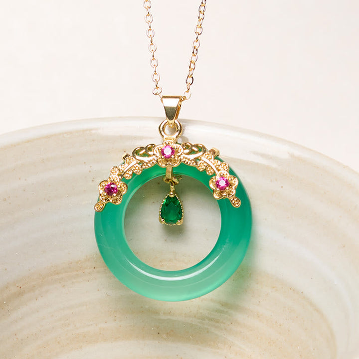 Kette Grüner Chalzedon Buddha Schnalle – Frieden Green Chalcedony