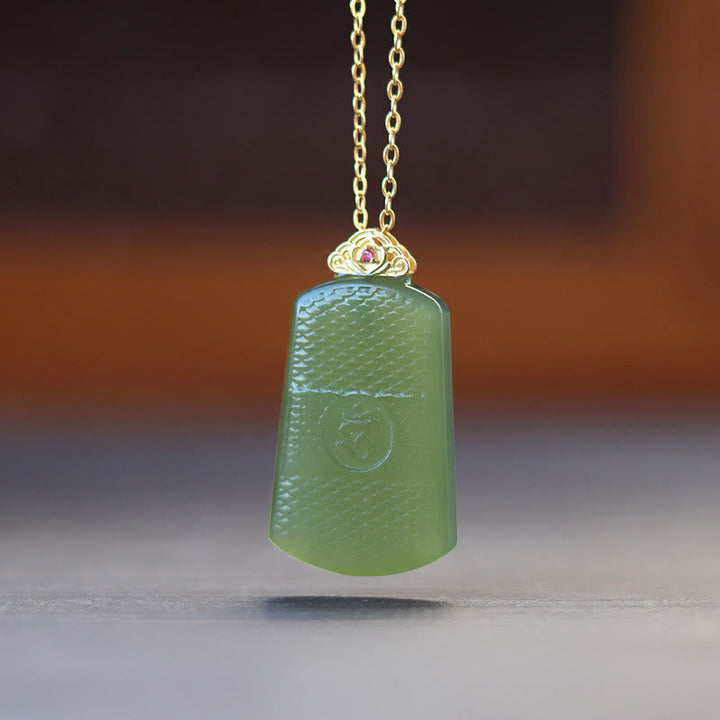 Kette Hetian Jade Om Symbol – Wohlstand Dark Hetian Jade 925 Sterling Silver