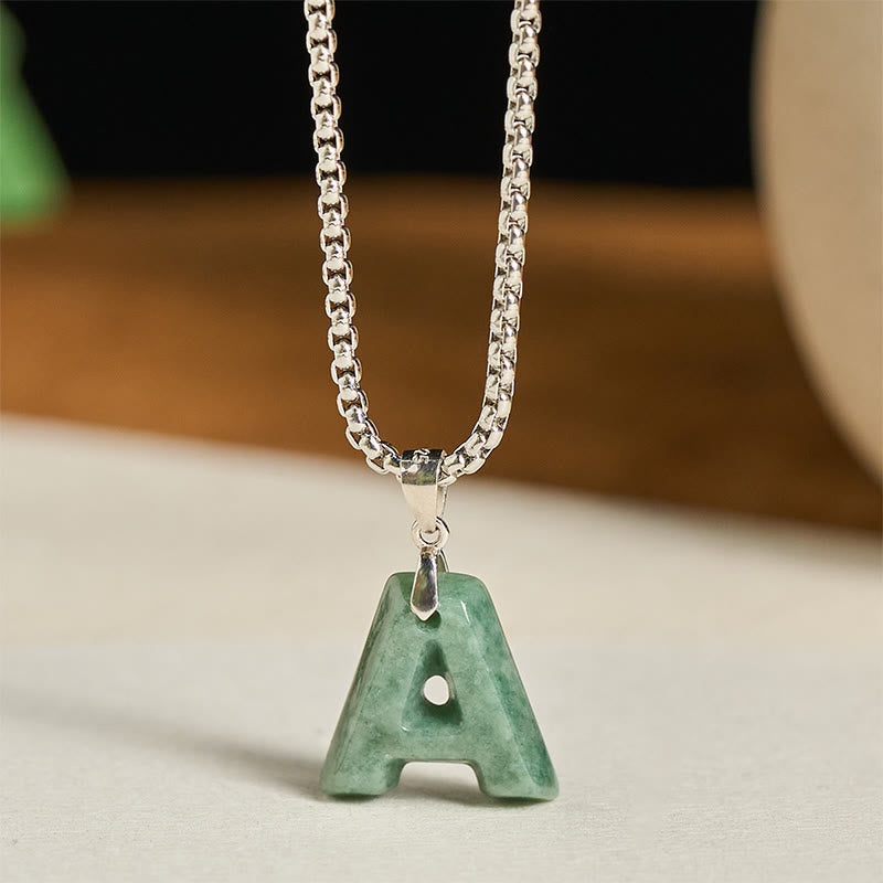 Kette Jade Buchstabe Titanstahl Natur – Wohlstand A