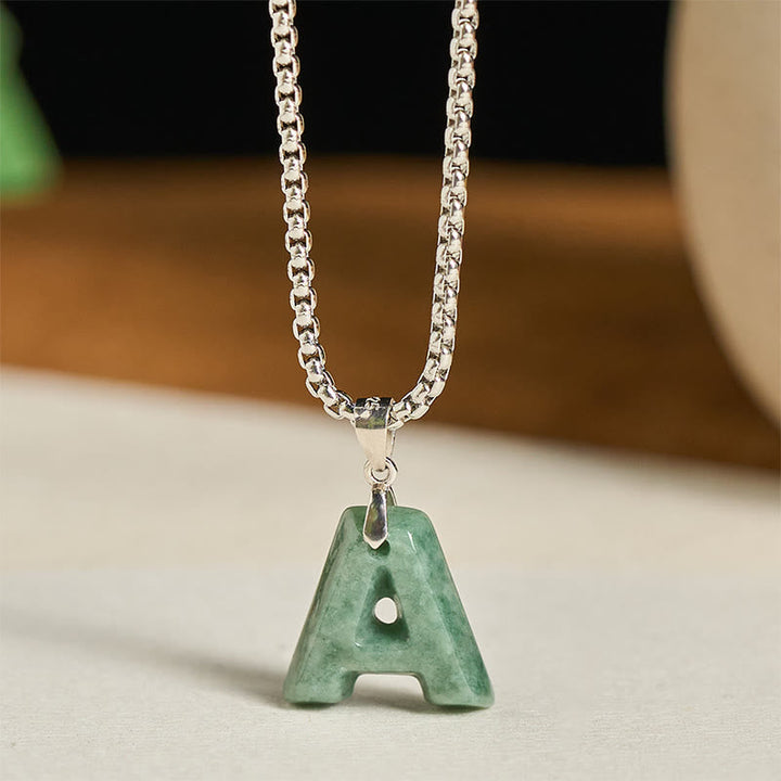 Kette Jade Buchstabe Titanstahl Natur – Wohlstand P