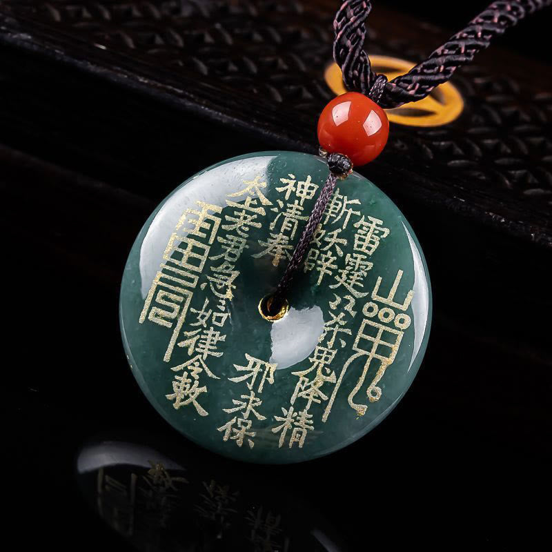 Jade Kette Glückmünze Anhänger chinesischer Naturstein Pixiu Symbol Glück