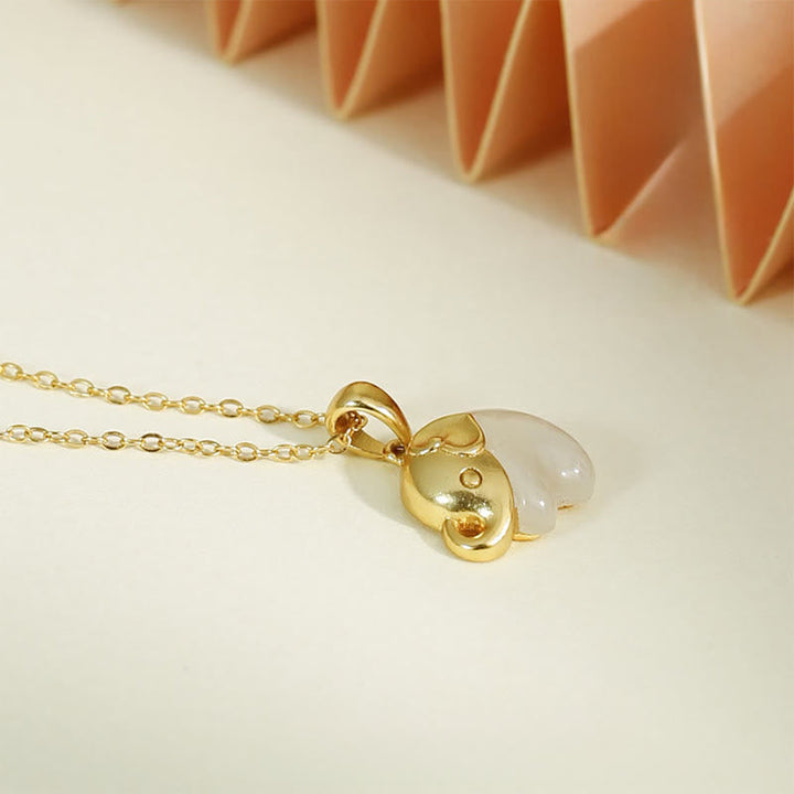 Hetian Jade Elefant Kette goldene Sterlingsilber Glücksbringer Anhänger