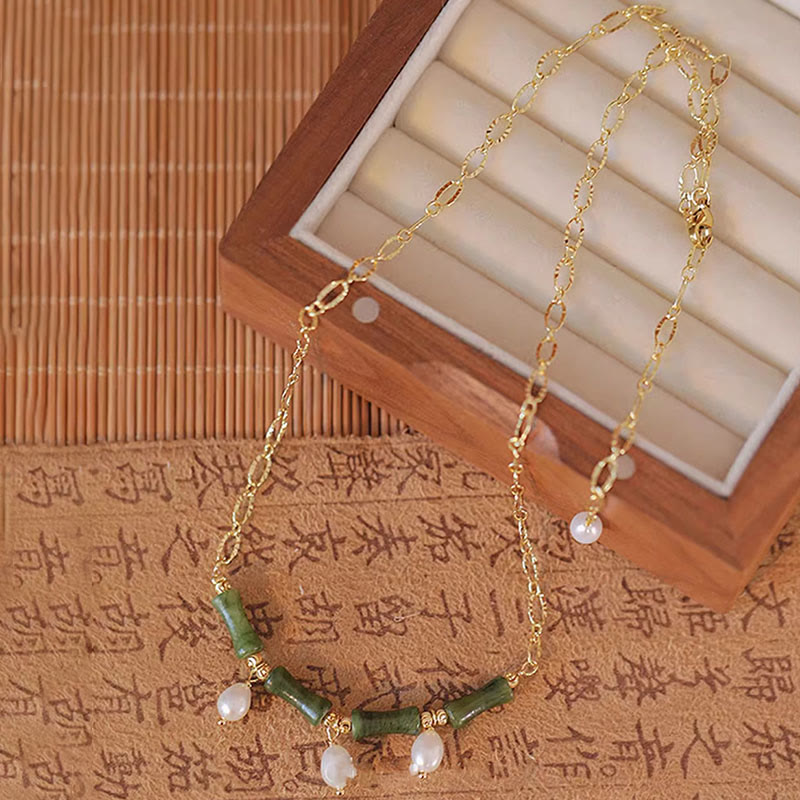 Jade Kette Tianshan Wohlstand grüne Perlen goldener Schmuck