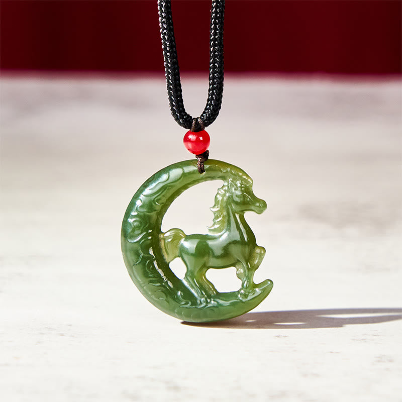 Kette Jade Pferd Chinesischer Zodiak – Glück