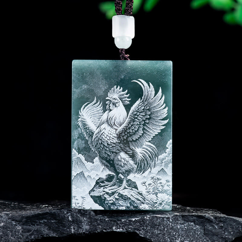 Kette Jade Pferd Gravur Chinesischer Zodiak – Fülle Rooster