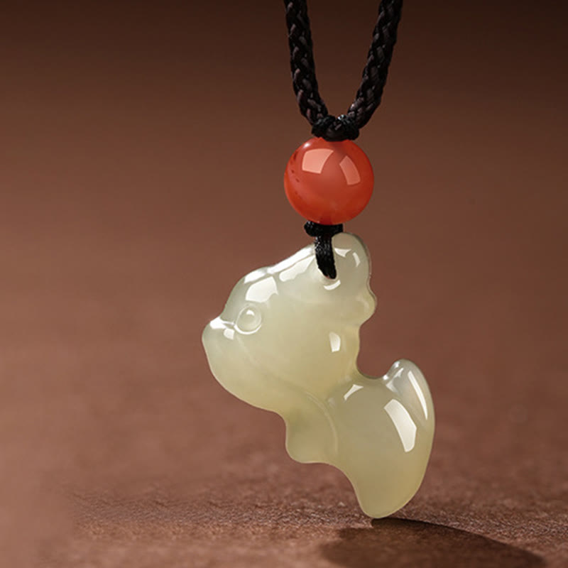 Kette Jade Südrot Achat Pferd Chinesischer Zodiak – Wohlstand Dragon
