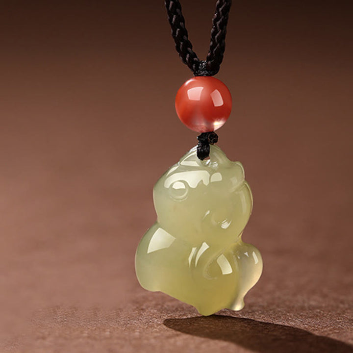 Kette Jade Südrot Achat Pferd Chinesischer Zodiak – Wohlstand Horse